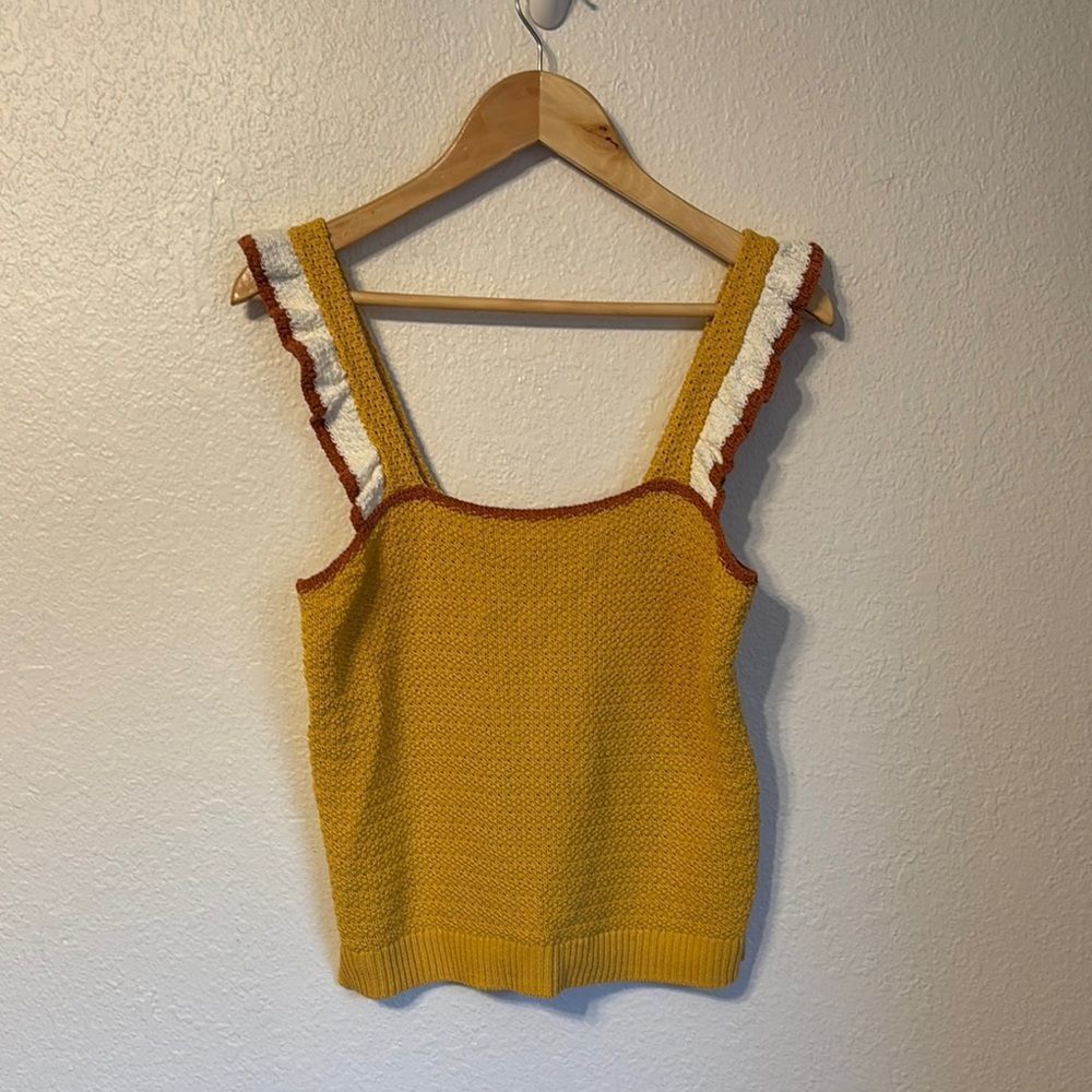 Madewell Colorblock Crocheted Ruffle-Strap Sweater Tank Small